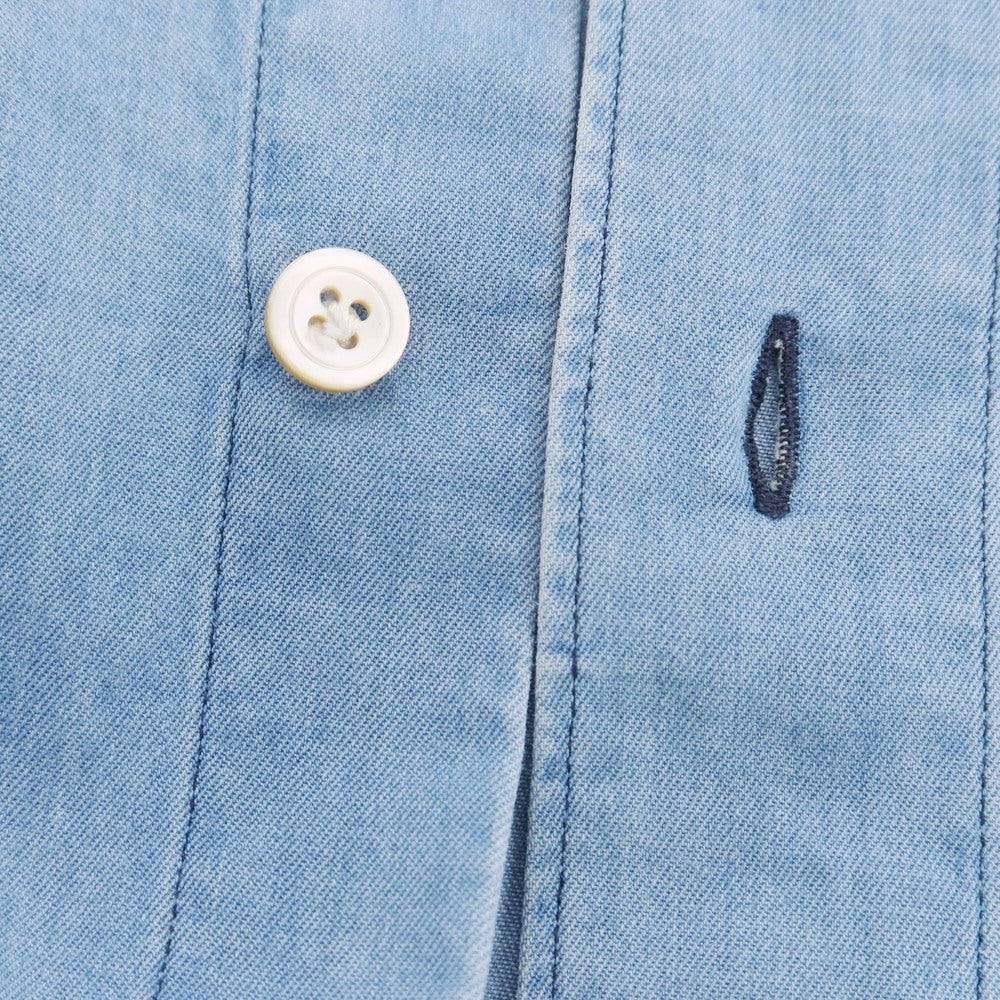 【中古】フィナモレ Finamore コットン ダンガリー ホリゾンタルカラー カジュアルシャツ ライトブルー【 39 】【 状態ランクD 】【 メンズ 】