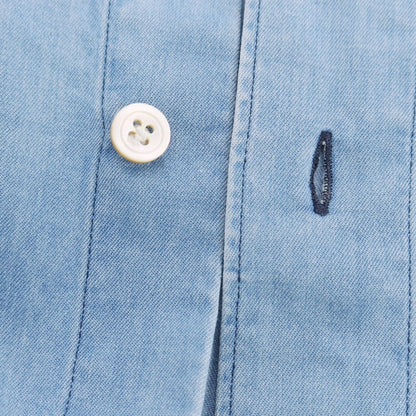 【中古】フィナモレ Finamore コットン ダンガリー ホリゾンタルカラー カジュアルシャツ ライトブルー【 39 】【 状態ランクD 】【 メンズ 】