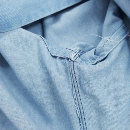 【中古】フィナモレ Finamore コットン ダンガリー ホリゾンタルカラー カジュアルシャツ ライトブルー【 39 】【 状態ランクD 】【 メンズ 】