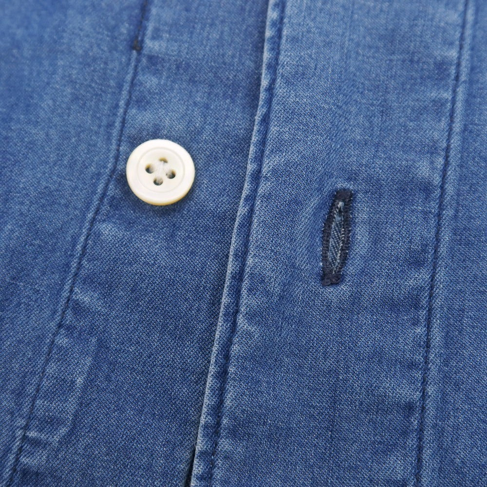 【中古】フィナモレ Finamore コットン ダンガリー カッタウェイ カジュアルシャツ ブルー【 39 】【 状態ランクC 】【 メンズ 】