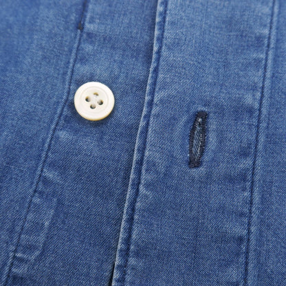 【中古】フィナモレ Finamore コットン ダンガリー カッタウェイ カジュアルシャツ ブルー【 39 】【 状態ランクC 】【 メンズ 】