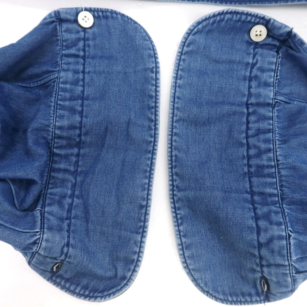 【中古】フィナモレ Finamore コットン ダンガリー カッタウェイ カジュアルシャツ ブルー【 39 】【 状態ランクC 】【 メンズ 】