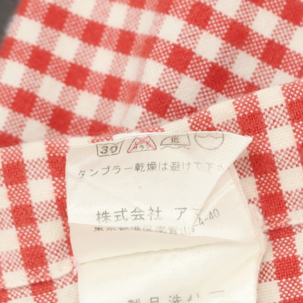 【中古】フィナモレ Finamore コットン ギンガムチェック ホリゾンタルカラー カジュアルシャツ レッドxホワイト【 38 】【 状態ランクC 】【 メンズ 】