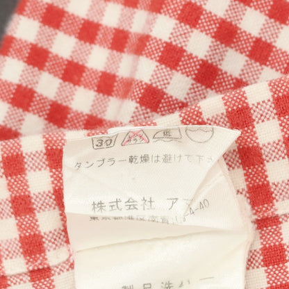 【中古】フィナモレ Finamore コットン ギンガムチェック ホリゾンタルカラー カジュアルシャツ レッドxホワイト【 38 】【 状態ランクC 】【 メンズ 】