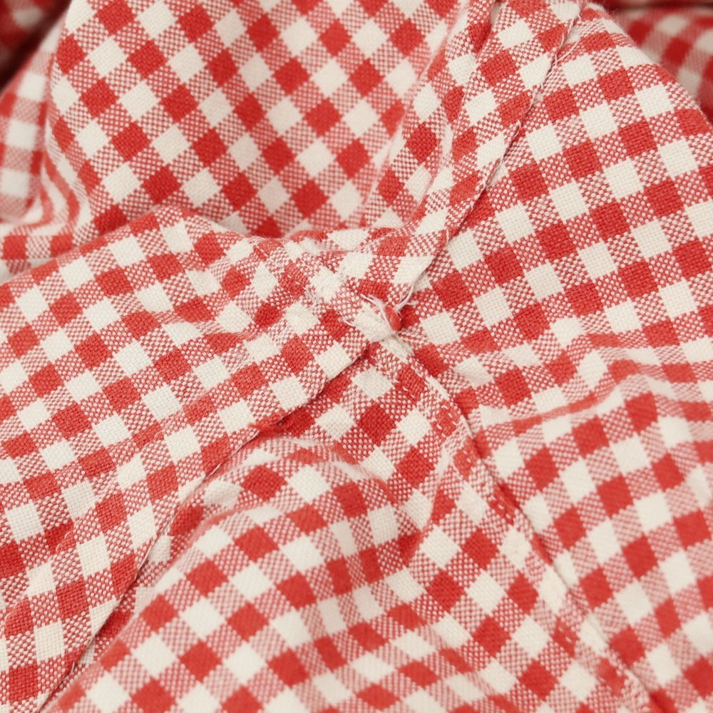 【中古】フィナモレ Finamore コットン ギンガムチェック ホリゾンタルカラー カジュアルシャツ レッドxホワイト【 38 】【 状態ランクC 】【 メンズ 】