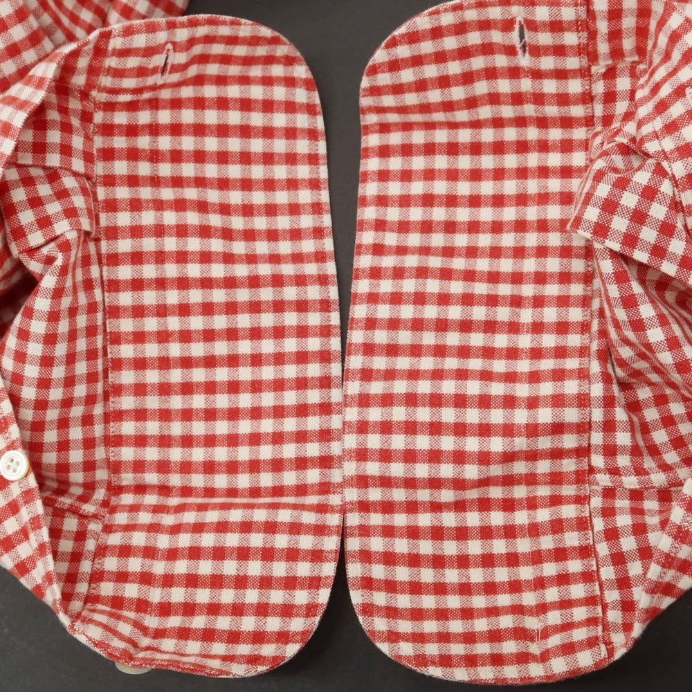 【中古】フィナモレ Finamore コットン ギンガムチェック ホリゾンタルカラー カジュアルシャツ レッドxホワイト【 38 】【 状態ランクC 】【 メンズ 】