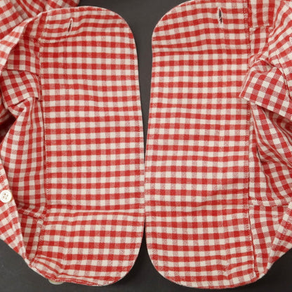 【中古】フィナモレ Finamore コットン ギンガムチェック ホリゾンタルカラー カジュアルシャツ レッドxホワイト【 38 】【 状態ランクC 】【 メンズ 】