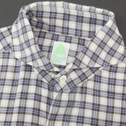 【中古】フィナモレ Finamore コットン チェック カッタウェイ カジュアルシャツ ブラウンxホワイト【 40 】【 状態ランクB 】【 メンズ 】