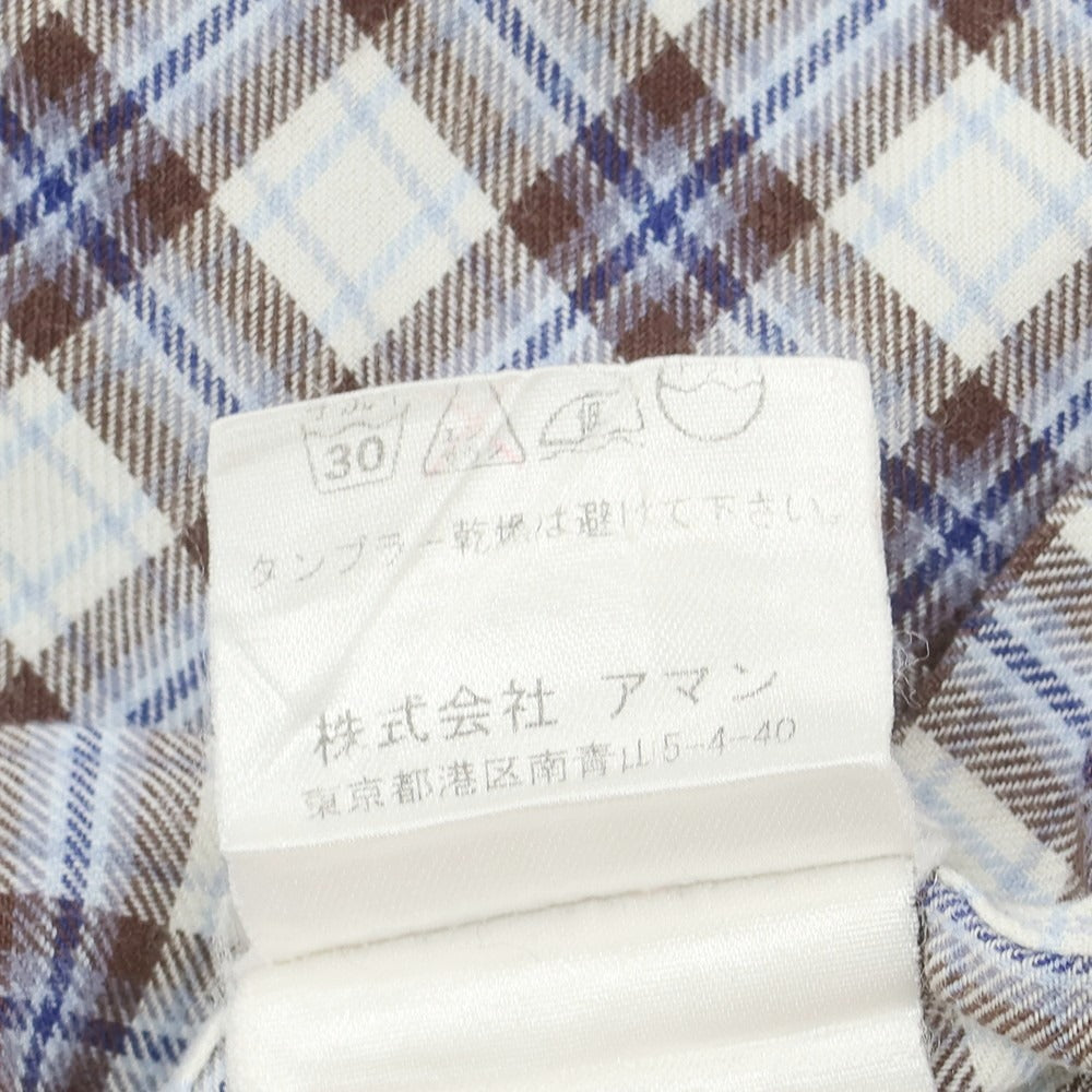 【中古】フィナモレ Finamore コットン チェック カッタウェイ カジュアルシャツ ブラウンxホワイト【 40 】【 状態ランクB 】【 メンズ 】