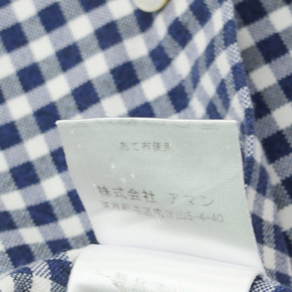 【中古】フィナモレ Finamore コットン ギンガムチェック ワイドカラー カジュアルシャツ ネイビーxホワイト【 38 】【 状態ランクB 】【 メンズ 】