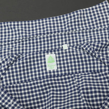 【中古】フィナモレ Finamore コットン ギンガムチェック ワイドカラー カジュアルシャツ ネイビーxホワイト【 38 】【 状態ランクB 】【 メンズ 】
