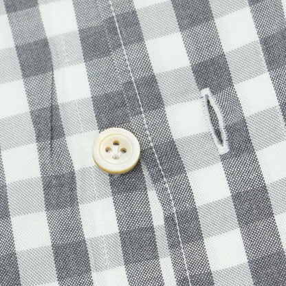 【中古】フィナモレ Finamore コットン ギンガムチェック ホリゾンタルカラー カジュアルシャツ グレーxホワイト【 38 】【 状態ランクB 】【 メンズ 】