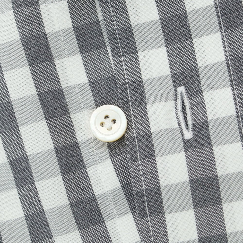 【中古】フィナモレ Finamore コットン ギンガムチェック ホリゾンタルカラー カジュアルシャツ グレーxホワイト【 38 】【 状態ランクB 】【 メンズ 】