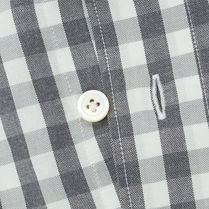 【中古】フィナモレ Finamore コットン ギンガムチェック ホリゾンタルカラー カジュアルシャツ グレーxホワイト【 38 】【 状態ランクB 】【 メンズ 】