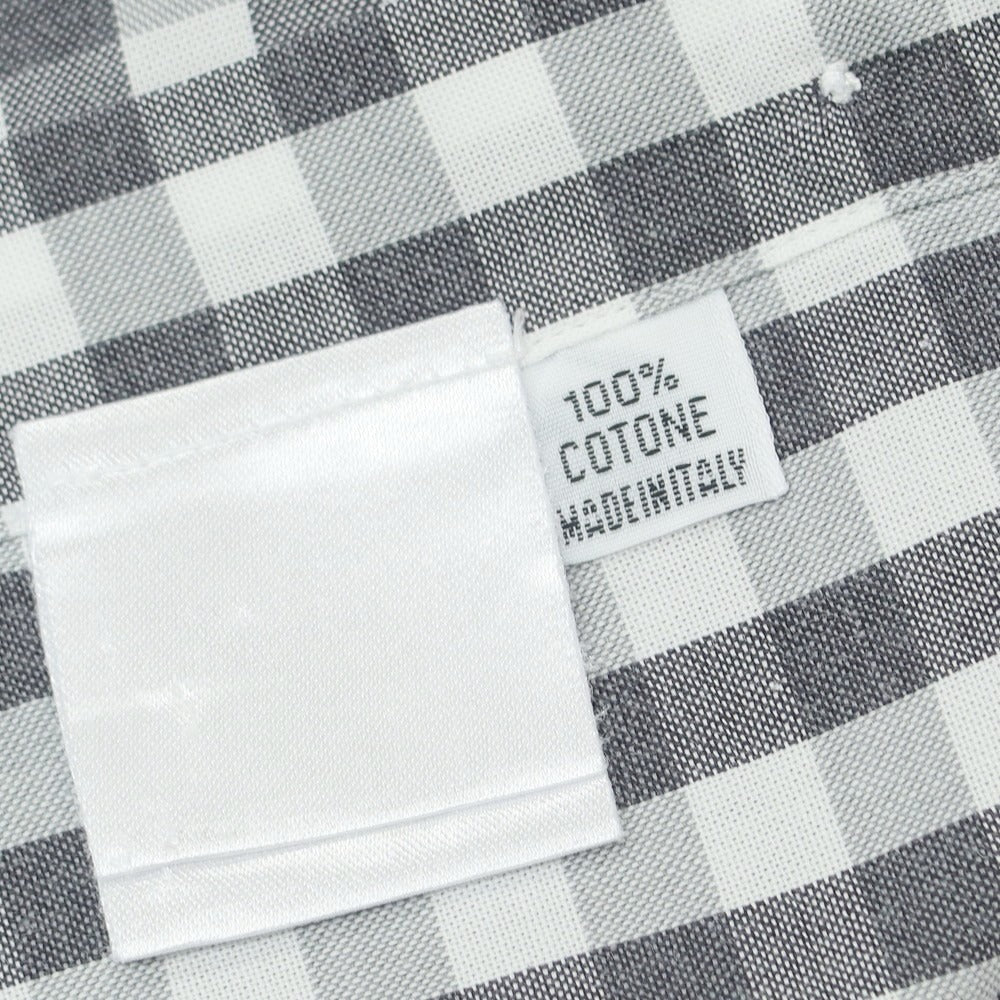 【中古】フィナモレ Finamore コットン ギンガムチェック ホリゾンタルカラー カジュアルシャツ グレーxホワイト【 38 】【 状態ランクB 】【 メンズ 】