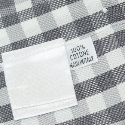 【中古】フィナモレ Finamore コットン ギンガムチェック ホリゾンタルカラー カジュアルシャツ グレーxホワイト【 38 】【 状態ランクB 】【 メンズ 】