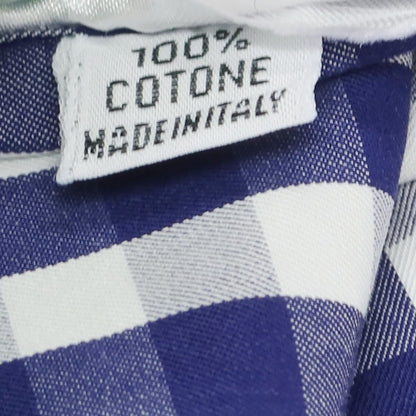 【中古】フィナモレ Finamore コットン ギンガムチェック カッタウェイ カジュアルシャツ ネイビーxホワイト【 38 】【 状態ランクB 】【 メンズ 】