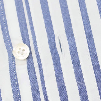 【中古】フィナモレ Finamore コットン ストライプ ワイドカラー ドレスシャツ ネイビーxホワイト【 38 】【 状態ランクC 】【 メンズ 】