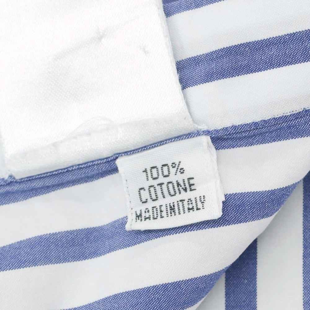 【中古】フィナモレ Finamore コットン ストライプ ワイドカラー ドレスシャツ ネイビーxホワイト【 38 】【 状態ランクC 】【 メンズ 】