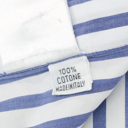 【中古】フィナモレ Finamore コットン ストライプ ワイドカラー ドレスシャツ ネイビーxホワイト【 38 】【 状態ランクC 】【 メンズ 】