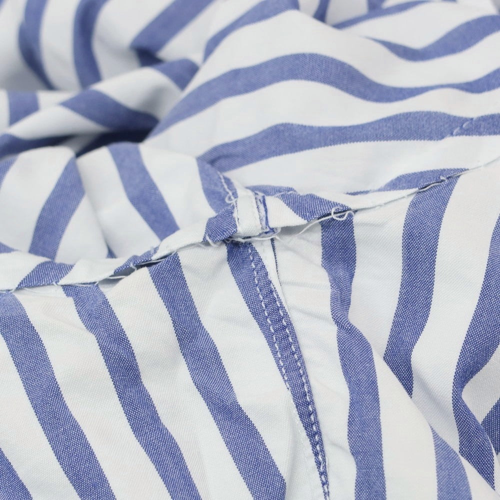 【中古】フィナモレ Finamore コットン ストライプ ワイドカラー ドレスシャツ ネイビーxホワイト【 38 】【 状態ランクC 】【 メンズ 】