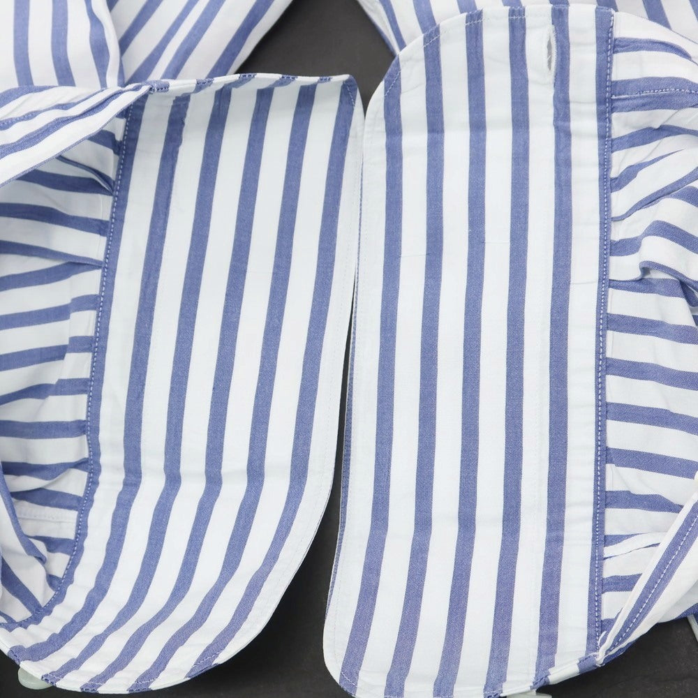 【中古】フィナモレ Finamore コットン ストライプ ワイドカラー ドレスシャツ ネイビーxホワイト【 38 】【 状態ランクC 】【 メンズ 】