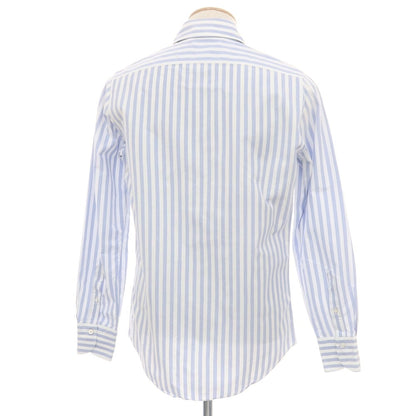 【中古】フィナモレ Finamore コットン ストライプ ホリゾンタルカラー ドレスシャツ ネイビーxホワイト【 38 】【 状態ランクB 】【 メンズ 】