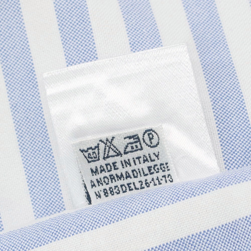 【中古】フィナモレ Finamore コットン ストライプ ホリゾンタルカラー ドレスシャツ ネイビーxホワイト【 38 】【 状態ランクB 】【 メンズ 】