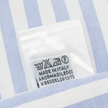 【中古】フィナモレ Finamore コットン ストライプ ホリゾンタルカラー ドレスシャツ ネイビーxホワイト【 38 】【 状態ランクB 】【 メンズ 】