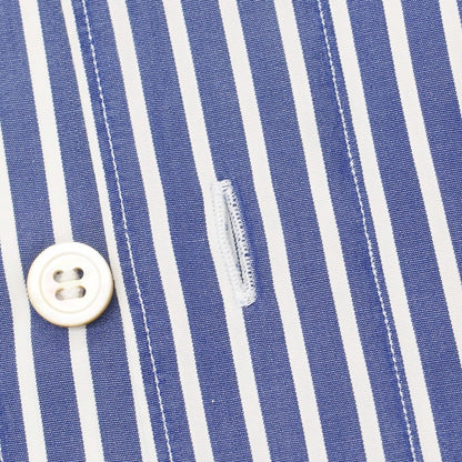 【中古】フィナモレ Finamore コットン ストライプ ホリゾンタルカラー ドレスシャツ ネイビーxホワイト【 38 】【 状態ランクB 】【 メンズ 】