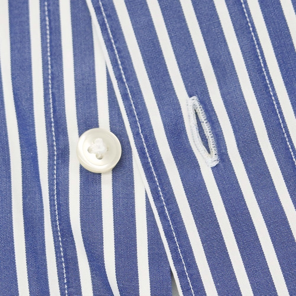 【中古】フィナモレ Finamore コットン ストライプ ホリゾンタルカラー ドレスシャツ ネイビーxホワイト【 38 】【 状態ランクB 】【 メンズ 】