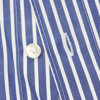 【中古】フィナモレ Finamore コットン ストライプ ホリゾンタルカラー ドレスシャツ ネイビーxホワイト【 38 】【 状態ランクB 】【 メンズ 】