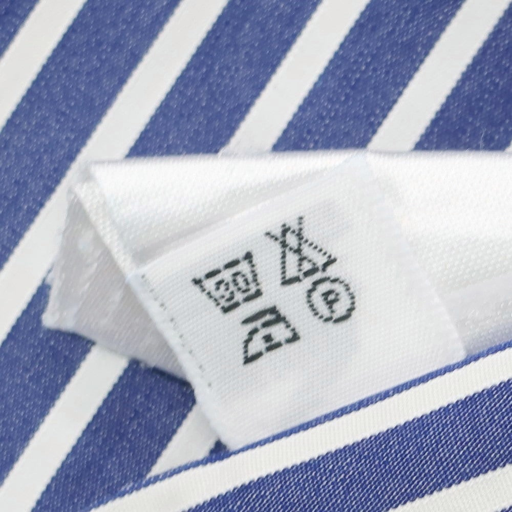 【中古】フィナモレ Finamore コットン ストライプ ホリゾンタルカラー ドレスシャツ ネイビーxホワイト【 38 】【 状態ランクB 】【 メンズ 】