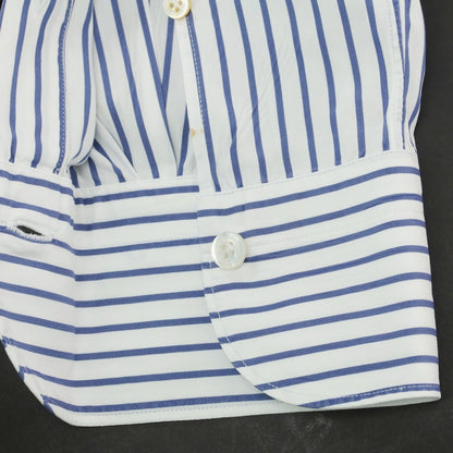 【中古】フィナモレ Finamore コットン ストライプ ホリゾンタルカラー ドレスシャツ ホワイトxネイビー【 39 】【 状態ランクC 】【 メンズ 】