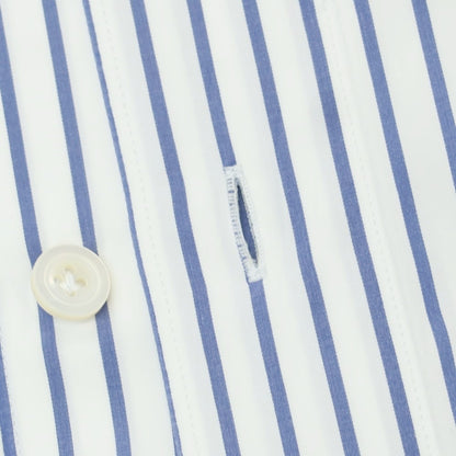 【中古】フィナモレ Finamore コットン ストライプ ホリゾンタルカラー ドレスシャツ ホワイトxネイビー【 39 】【 状態ランクC 】【 メンズ 】