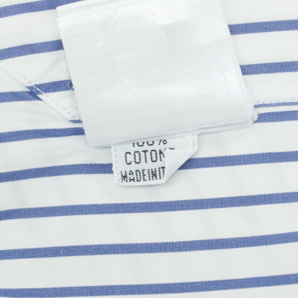 【中古】フィナモレ Finamore コットン ストライプ ホリゾンタルカラー ドレスシャツ ホワイトxネイビー【 39 】【 状態ランクC 】【 メンズ 】