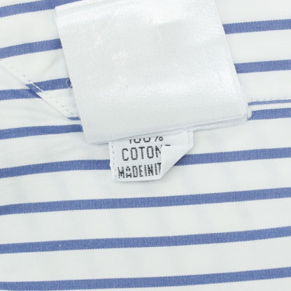 【中古】フィナモレ Finamore コットン ストライプ ホリゾンタルカラー ドレスシャツ ホワイトxネイビー【 39 】【 状態ランクC 】【 メンズ 】