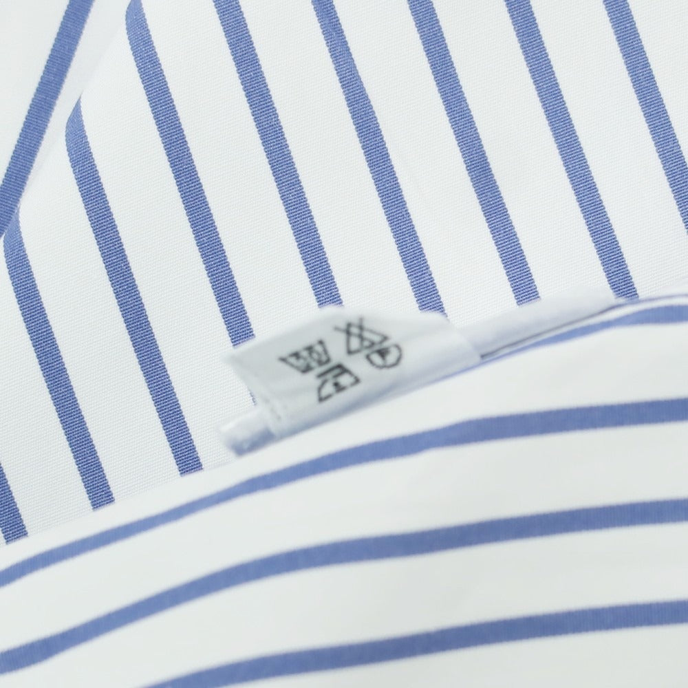 【中古】フィナモレ Finamore コットン ストライプ ホリゾンタルカラー ドレスシャツ ホワイトxネイビー【 39 】【 状態ランクC 】【 メンズ 】