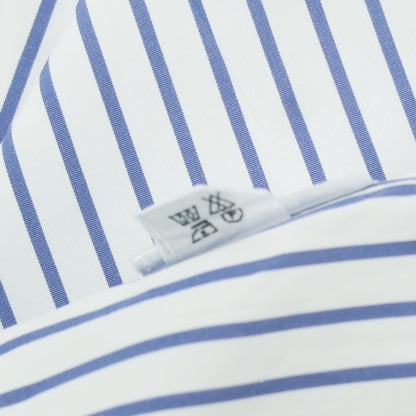 【中古】フィナモレ Finamore コットン ストライプ ホリゾンタルカラー ドレスシャツ ホワイトxネイビー【 39 】【 状態ランクC 】【 メンズ 】