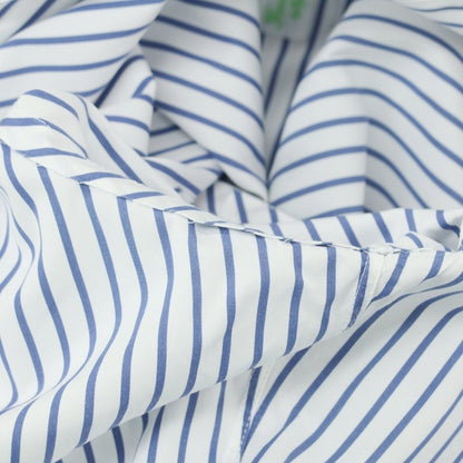 【中古】フィナモレ Finamore コットン ストライプ ホリゾンタルカラー ドレスシャツ ホワイトxネイビー【 39 】【 状態ランクC 】【 メンズ 】