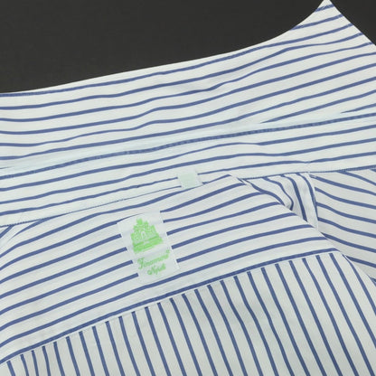 【中古】フィナモレ Finamore コットン ストライプ ホリゾンタルカラー ドレスシャツ ホワイトxネイビー【 39 】【 状態ランクC 】【 メンズ 】