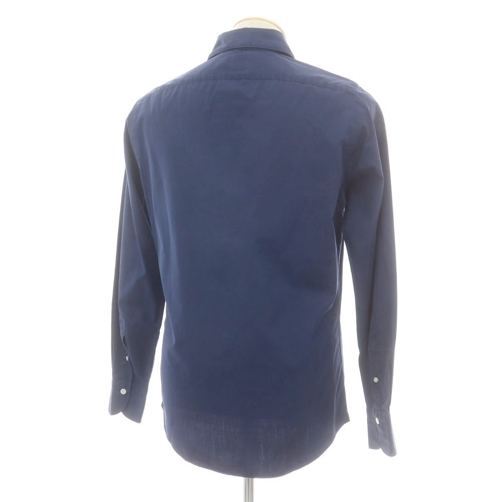 【中古】フィナモレ Finamore コットン ワイドカラー カジュアルシャツ ネイビー【 38 】【 状態ランクC 】【 メンズ 】