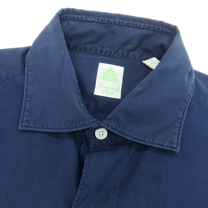 【中古】フィナモレ Finamore コットン ワイドカラー カジュアルシャツ ネイビー【 38 】【 状態ランクC 】【 メンズ 】