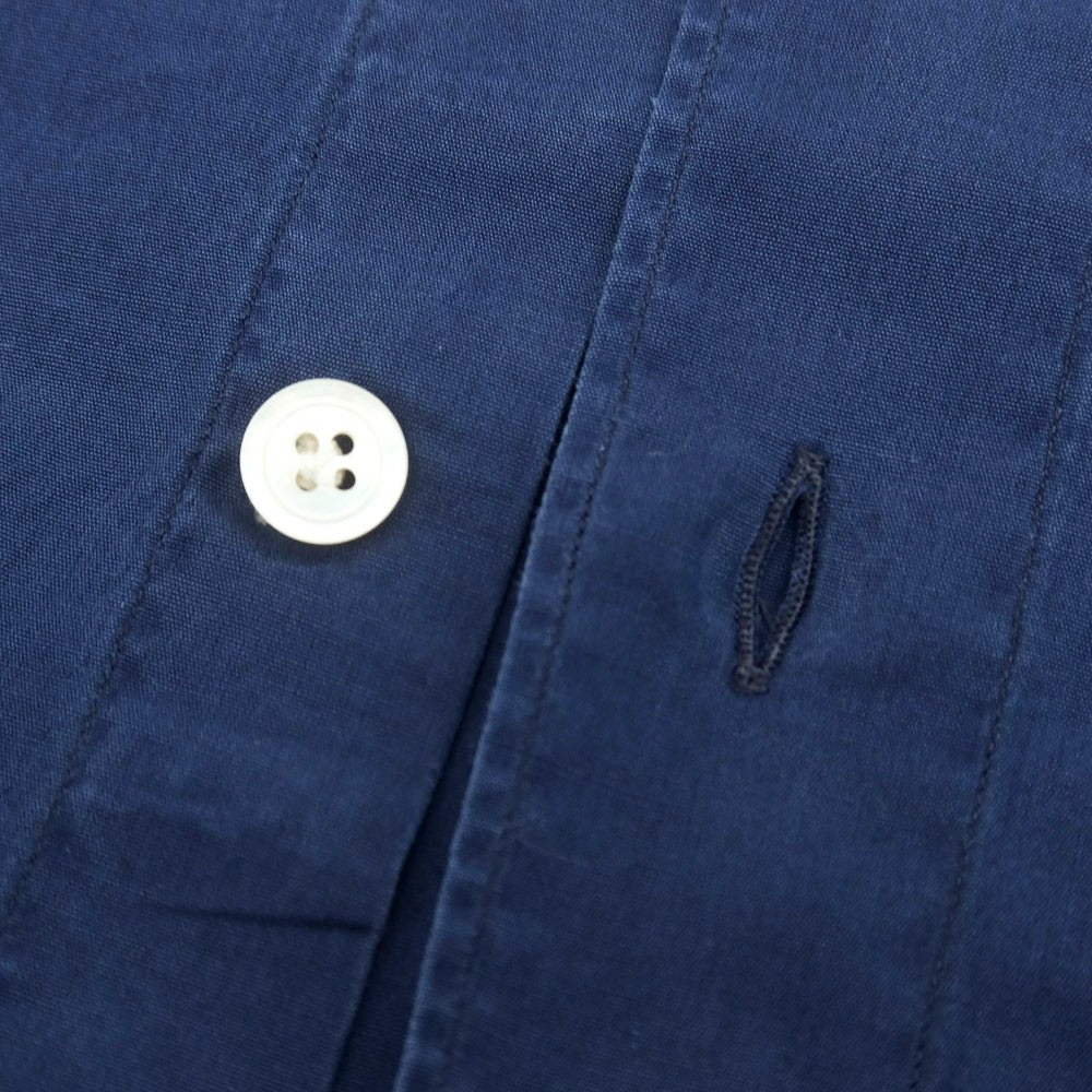 【中古】フィナモレ Finamore コットン ワイドカラー カジュアルシャツ ネイビー【 38 】【 状態ランクC 】【 メンズ 】