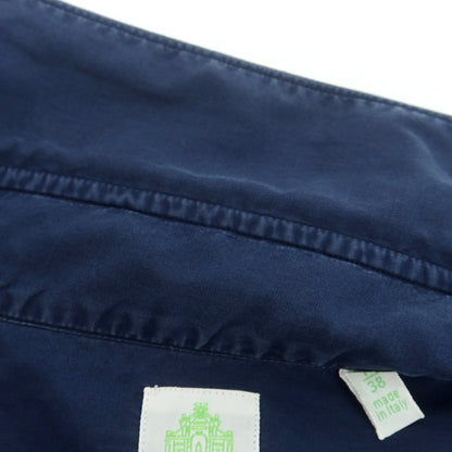 【中古】フィナモレ Finamore コットン ワイドカラー カジュアルシャツ ネイビー【 38 】【 状態ランクC 】【 メンズ 】