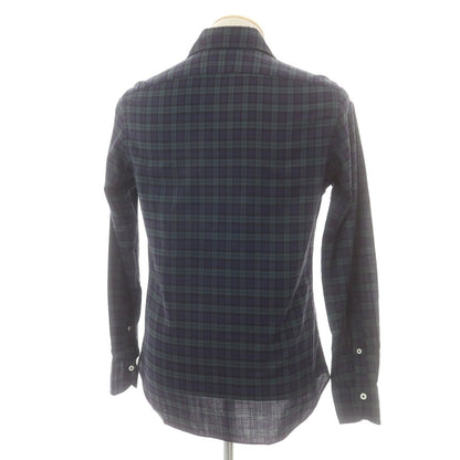 【中古】ジャンネット giannetto コットン チェック ホリゾンタルカラー カジュアルシャツ ネイビーxグリーン【 38 】【 状態ランクB 】【 メンズ 】