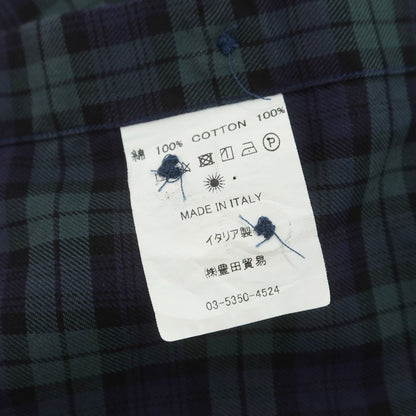 【中古】ジャンネット giannetto コットン チェック ホリゾンタルカラー カジュアルシャツ ネイビーxグリーン【 38 】【 状態ランクB 】【 メンズ 】