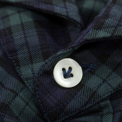 【中古】ジャンネット giannetto コットン チェック ホリゾンタルカラー カジュアルシャツ ネイビーxグリーン【 38 】【 状態ランクB 】【 メンズ 】