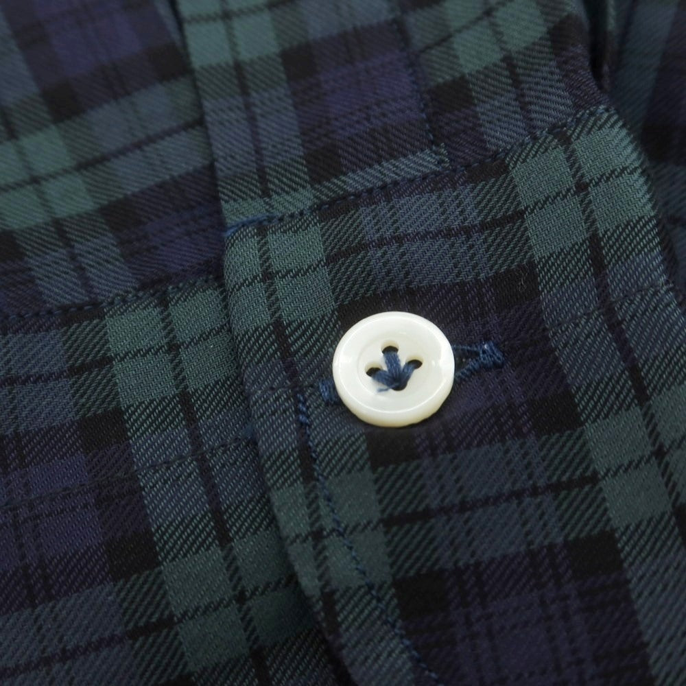 【中古】ジャンネット giannetto コットン チェック ホリゾンタルカラー カジュアルシャツ ネイビーxグリーン【 38 】【 状態ランクB 】【 メンズ 】