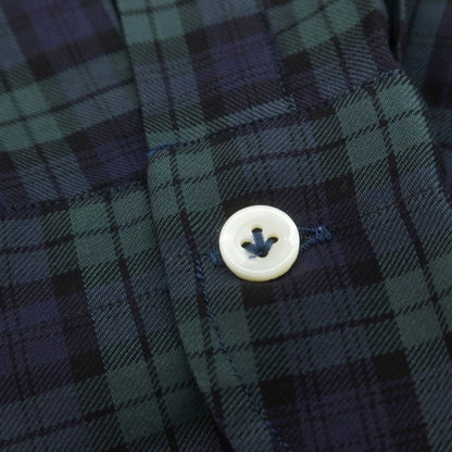 【中古】ジャンネット giannetto コットン チェック ホリゾンタルカラー カジュアルシャツ ネイビーxグリーン【 38 】【 状態ランクB 】【 メンズ 】